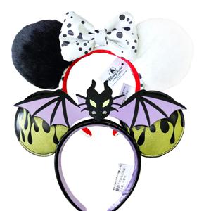 2026 디즈니 크루엘라 라이트이어 미니 마우스 귀 머리띠 악당 리본 귀 코스튬 머리띠 코스프레 플러시 성인/어린이 머리띠 선물