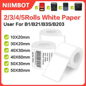 Niimbot B1 휴대용 프린터 흰색 스티커 2/3/4/5 롤 방수 종이 접착 라벨 프린터 B21 용 주거용 및 상업용