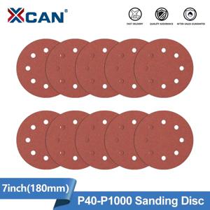 XCAN 10개입 7인치 180mm 샌딩 디스크 40-1000 그릿 플로킹 사포 훅앤루프 연마지 목재 금속 광택용