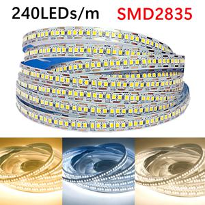 10M 5M SMD2835 LED 스트립 조명 12V 24V 고밀도 240LED/M 디밍 가능 유연 스트립 조명 (실내 TV 배경 장식용)