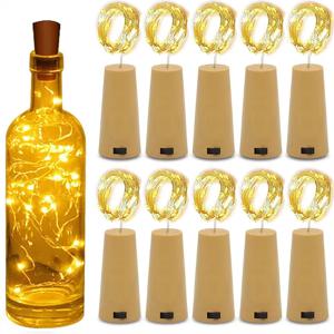 10개 바 LED 와인 병 코르크 스트링 라이트 크리스마스 장식 LED 램프 병 요정 조명 휴일 구리선 조명 스트링