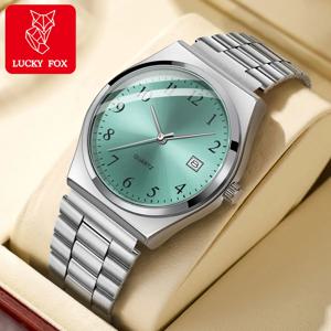 럭키 폭스 - 세련되고 미니멀한 블랙 다이얼 스테인리스 스틸 손목시계 - 매일의 정확한 시간 기록