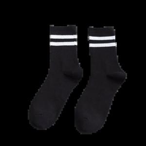가을 겨울용 흑백 줄무늬 남성용 및 여성용 중간 길이 양말, 땀 흡수성, 통기성, 편안함, 모이스