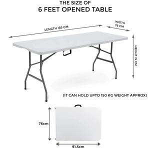 휴대용 접이식 4/6피트 정원 식탁, 식사용 견고한 접이식 테이블, 실내 및 실외 다기능 피크닉용