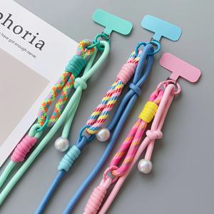 간단한 2-in-1 휴대폰 끈, 크로스바디 스트랩, DIY 손목 짧은 로프, 다기능 조절 가능한 멋진 끈