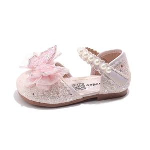 결혼식 파티를위한 세련된 소녀 드레스 신발 라인 석 나비와 스팽글을 블링 달콤한 공주 세련된 키즈 플랫 신발 레이스 페르시