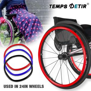 24인치 휠체어 휠 커버, 수동 휠체어 액세서리, 멀티 컬러 실리콘 타이어 및 푸시 핸들 커버, 휠체어 미끄럼 방지 커버