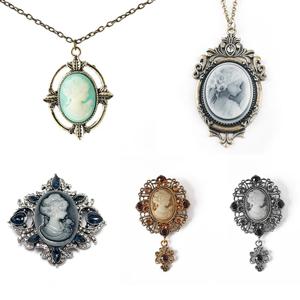 빅토리아 크리스탈 라인 석 카메오 빈티지 브로치 여성을위한 여왕의 카메오 뷰티 헤드 브로치 핀 의류 액세서리