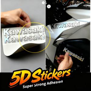 5D 가와사키 스티커 두꺼운 로고 오토바이 탱크 초강력 접착 레터 데칼 (Z900 Z750 NINJA400 NINJA650 ZX-6R ZX-10 용)