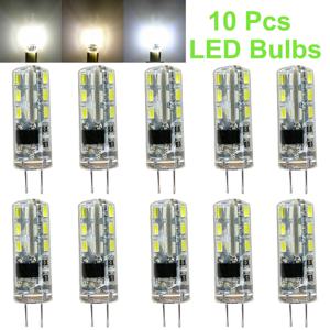10개 G4 SMD3014 LED 전구 24개의 LED 2W AC/DC 12V AC220V 절전형 미니 실리콘 램프 360도 빔 각도 할로겐 라이트 샹들리에 대체