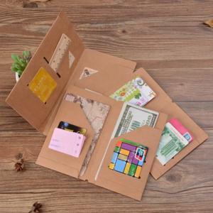 리필 가능한 여행 저널용 크래프트 종이 파일 폴더, 표준 휴대용 여권 크기 크래프트 리필 삽입 카드 주최자