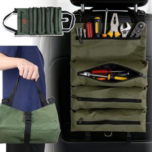 헤비듀티 롤업 공구 가방 - 옥스포드 원단 다용도 공구 정리함, 정비공/전기기사/목수를 위한 올인원 차고 보관함