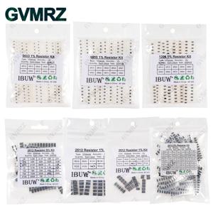 0201 0402 0603 0805 1206 1% 5% SMD 저항기 모음 키트 1R-1M 10K 100K 1K 100R 저항 세트 DIY
