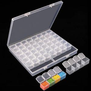 1개 56칸 다이아몬드 아트 비즈 정리함, 컴팩트하고 휴대 가능한 투명 플라스틱 케이스, 보석 및 원석 보관 및 정리용