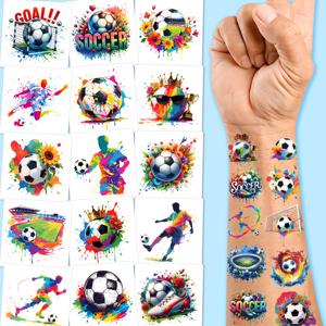 10매 축구 스포츠 임시 타투 |   슈퍼 컬러풀 축구 테마 생일 파티 선물, 용품, 장식
