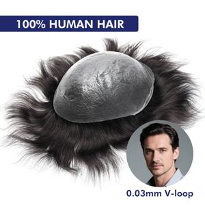 Os21 0.03-0.04mm NG 클리어런스 씬 스킨 투피 모발 보철용 헤어피스 남성용 헤어 교체 시스템 V 루프 남성용 투피