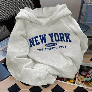 여성 루즈 레터 패턴 패션 후드티 캐주얼 스타일 기하학 패턴 후드 칼라 캐주얼 긴팔 풀오버 포켓 포함