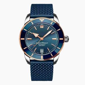 럭셔리 스포츠 남성용 자동 기계식 시계 Superoceanes 로즈 골드 블랙 블루 고무 세라믹 손목시계 46mm