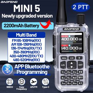 BAOFENG MINI 5 워키 토키 2200mAh 배터리 APP 블루투스 프로그래밍 장거리 듀얼 PTT 새로 업그레이드된 UV-5R 미니 햄 라디오