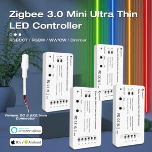 Gledopto Zigbee 3.0 초박형 미니 RGBCCT WWCW LED 라이트 스트립 컨트롤러 침실 주방 조명 Alexa Voice APP 컨트롤러