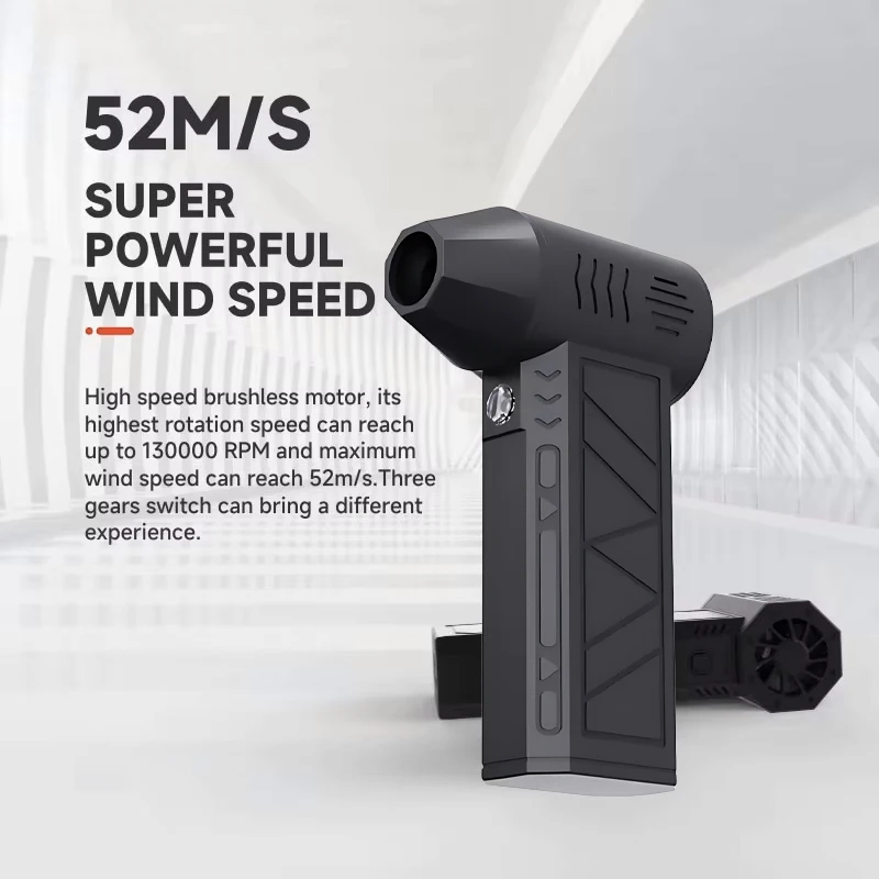 130000 RPM 팬 전기 에어 블로워 브러시리스 모터 고속 강력 팬 52m/s 과열 보호 4000mAh 배터리