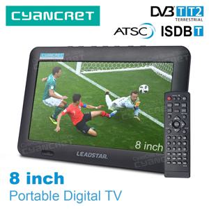 리드스타 D8 휴대용 TV 8인치 DVB-T2 ATSC ISDB-T tdt DTT 디지털 및 아날로그 미니 소형 차량용 텔레비전 TF MP4 H.265 AC3 지원