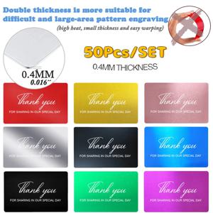 50 개/대 0.4mm 두께 금속 명함 Diy 조각 DIY 카드 사무 용품 조각을위한 알루미늄 빈 레이저 공백