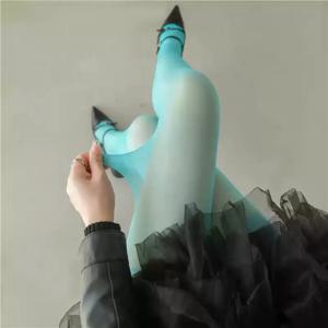 섹시한 여성 스타킹 벨벳 캔디 색상 초박형 나일론 허벅지 높은 스타킹 팬티 스타킹 여성 란제리 슬림 스타킹 여성 양말