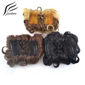 Jeedou 합성 Updos 곱슬 머리 Chignon 클립 헤어 롤빵 패드 레트로 스타일 여성 웨딩 헤어 피스 신부 액세서리