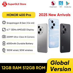 글로벌 버전 HONOR 400 Pro 5G NFC 스마트폰 스냅드래곤 8 Gen 3 6.7인치 AMOLED 스크린 200MP 카메라 100W 유선 50W 무선 eSIM