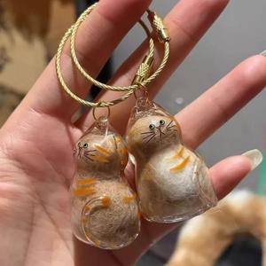 고양이 털 기념품 레진 캡슐 애완동물 털 보관 휴대용 열쇠고리 펜던트 레인보우 브릿지 펜던트