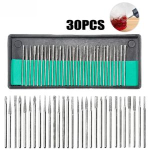 케이스가 포함된 다이아몬드 버 세트 30개 – 드레멜 및 로터리 도구용 2.35/3mm 샹크, 고연마성 연마 드릴 비트