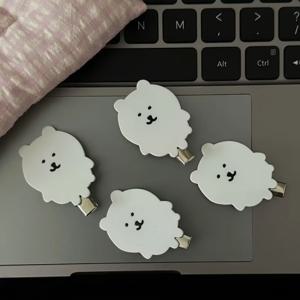 2026년 신제품 3개 세트 귀여운 흰곰 귀여운 야케 작은 곰 시리즈 헤어 클립 - 재미있는 만화