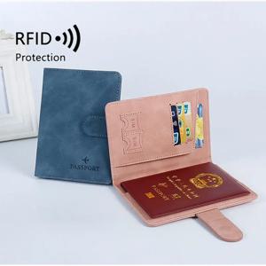 RFID 차단 방수 가죽 여권 케이스 여행용 신용카드 지갑 여권북 여성 남성용 버클 여권 커버