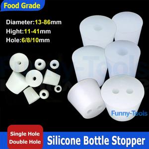 홀 6/6.8/8/10mm 식품 등급 실리콘 병 마개 단일/이중 홀 고무 플러그 직경 13-86mm 병 튜브 유리 용기용