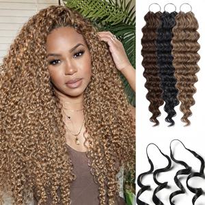 # 27번 금발 무매듭 미리 분리된 워터 웨이브 인모 12A 페더 크로셰 헤어 익스텐션 가벼운 딥 웨이브 크로셰 헤어