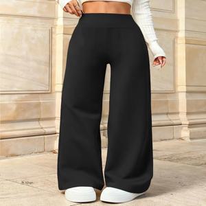 한국 패션 하이웨이스트 풀렝스 와이드 레그 스트레이트 레그 캐주얼 팬츠 여성 데일리 오피스 출퇴근복 여성용 바지