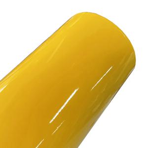 프리미엄 광택 밝은 노란색 비닐 랩 롤 자체 접착 차량 자동차 데칼 포장