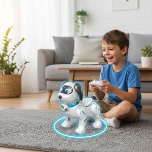 베스트셀러 거리 판매용 뮤지컬 춤추는 로봇 강아지, 도매용 손전등 걷는 전자 애완동물 장난감, 내장 멜로디 포함