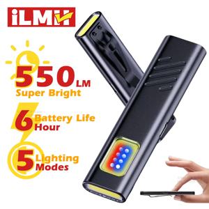 보안 충전식 손전등, 자석 작업등, 클립이 있는 USB C 포켓 토치, 미니 LED 비상 고출력 경고등