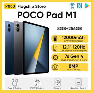 100% 정품 포코 패드 M1 글로벌 버전 태블릿 스냅드래곤 7s 4세대 12.1인치 120Hz 2.5K 디스플레이 12000mAh 33W 고속 충전