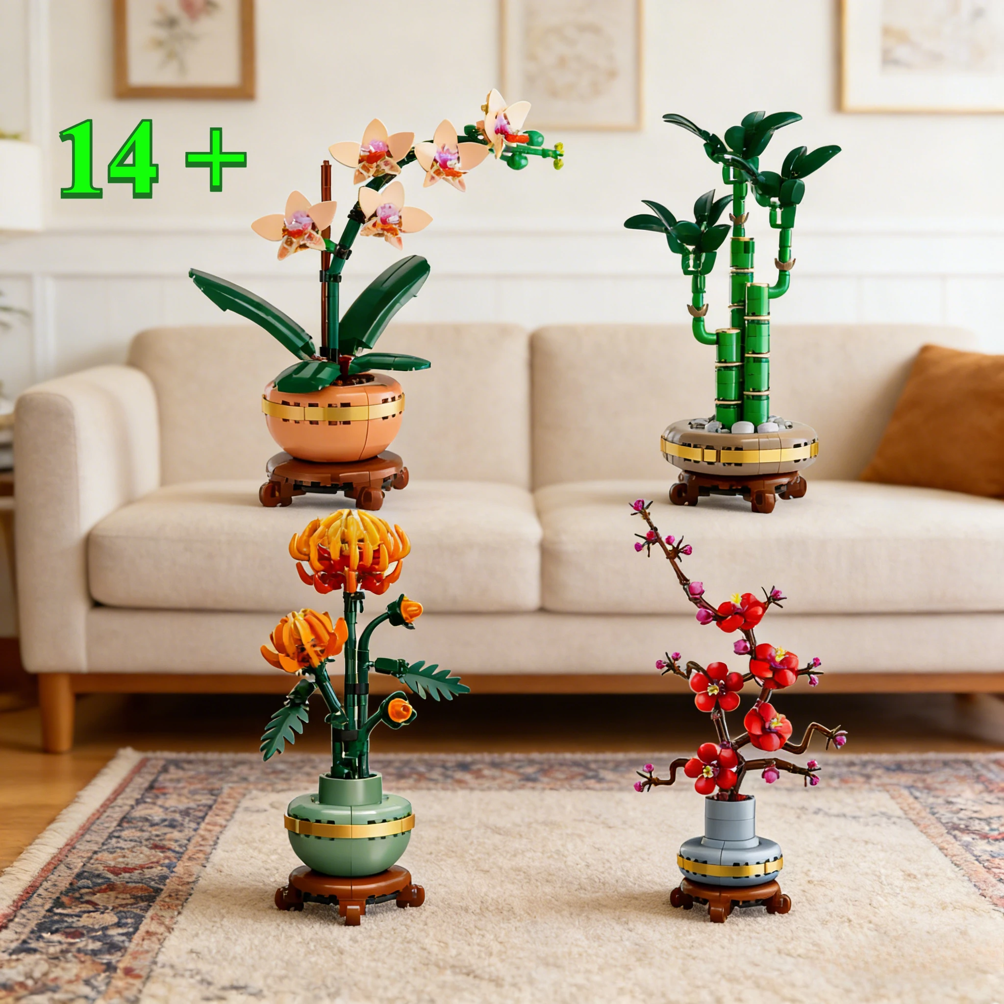 꽃다발 블록 세트 10368 10369 10344 10343 생일 선물로 적합한 레고 입자와 호환 가능합니다.