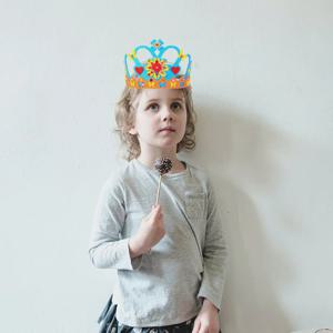 대형 장식 티아라 크라운 공예 키트 부직포 DIY 생일 파티 모자 어린이용 창의적인 사진 소품 선물 상상력을 자극합니다