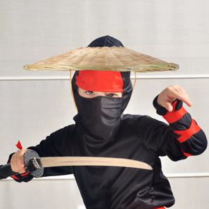 어린이 사무라이 밀짚모자 일본식 원뿔형 대나무 모자 닌자 코스프레 의상 소품 아시아 쌀 농부 모자 할로윈 야외용 햇빛 가리개