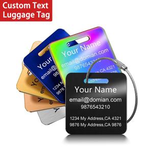 맞춤형 텍스트 수하물 태그 각인, 맞춤형 라벨, 분실 방지 스테인리스 스틸 여행용품, 개인 맞춤형 텍스트 여행 가방 태그