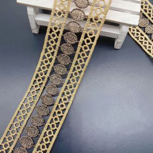 자수 할로우 양면 골든 서클 레이스 패브릭, DIY 수제 공예 의류 액세서리 용품, 2 야드/로트, 폭 4.4cm