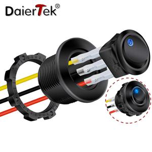 DaierTek 20mm 라운드 로커 토글 스위치 쉘 하우징 12V LED ON OFF 자동차 트럭 골프 카트 대시 패널 파란색 빨간색 녹색 조명