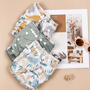3 Pcs 생태학적 아기 빨 수있는 재사용 가능한 천 포켓 기저귀 아기 기저귀 한 포켓 맞는 3-15kg 아기