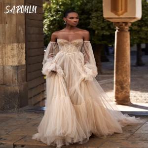 백리스 웨딩 원피스 주름 얇은 명주 그물 신부 로브, 맞춤형 A 라인 바닥 길이 신부 드레스, 패션