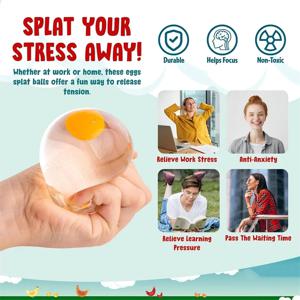 불안 완화를 위한 펑키 에그 스퀴시 장난감, 어린이와 성인을 위한 스트레스 해소 선물용 투명 스플랫 볼 이스터 바구니 필러